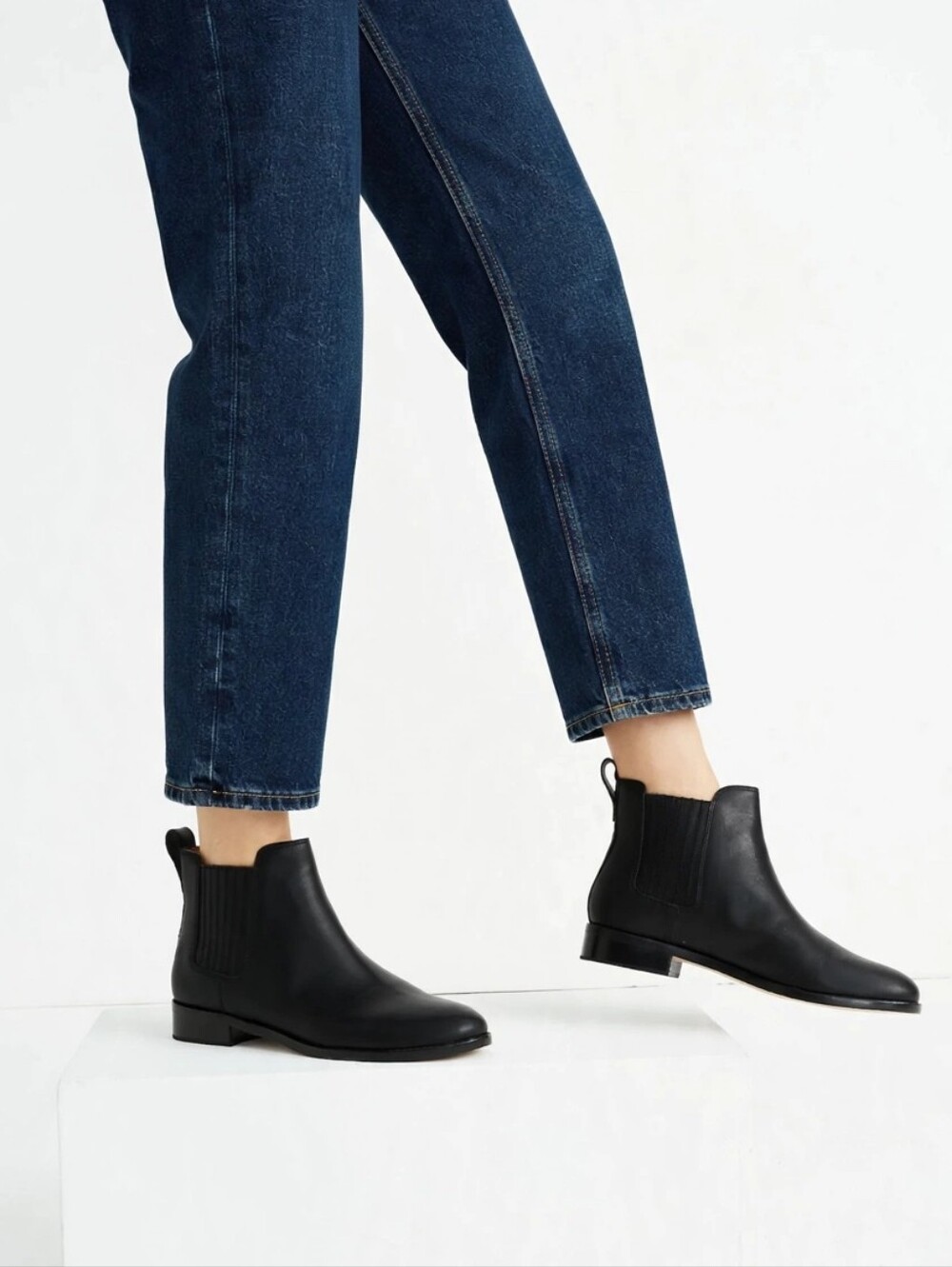 Madewell Flat Leather Chelsea Ankle Boots Black 6.5